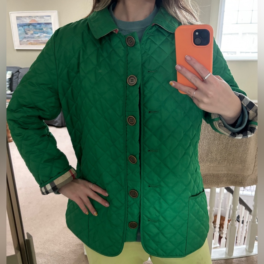 Green Burberry Quilted Jacket